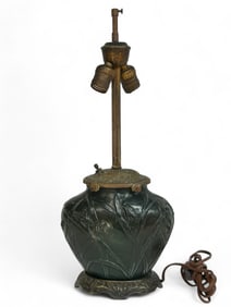 Antique Lamp w/ Lalique ? Grasshopper Center.