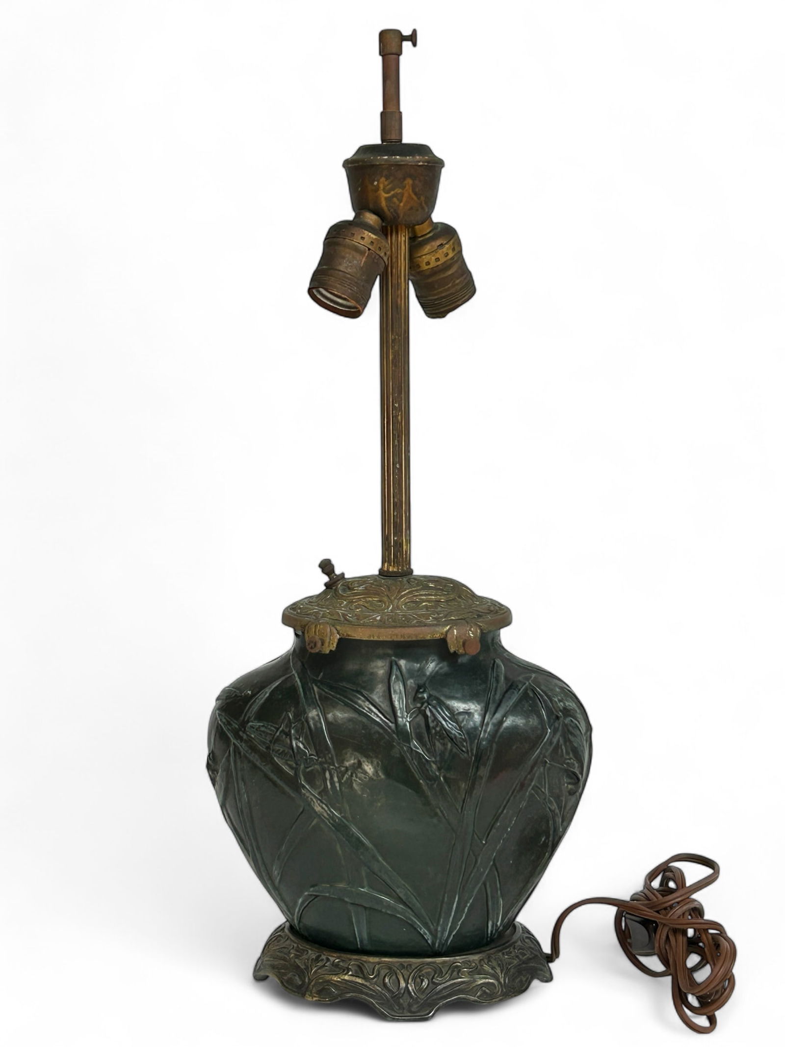 Antique Lamp w/ Lalique ? Grasshopper Center. (1 of 9)