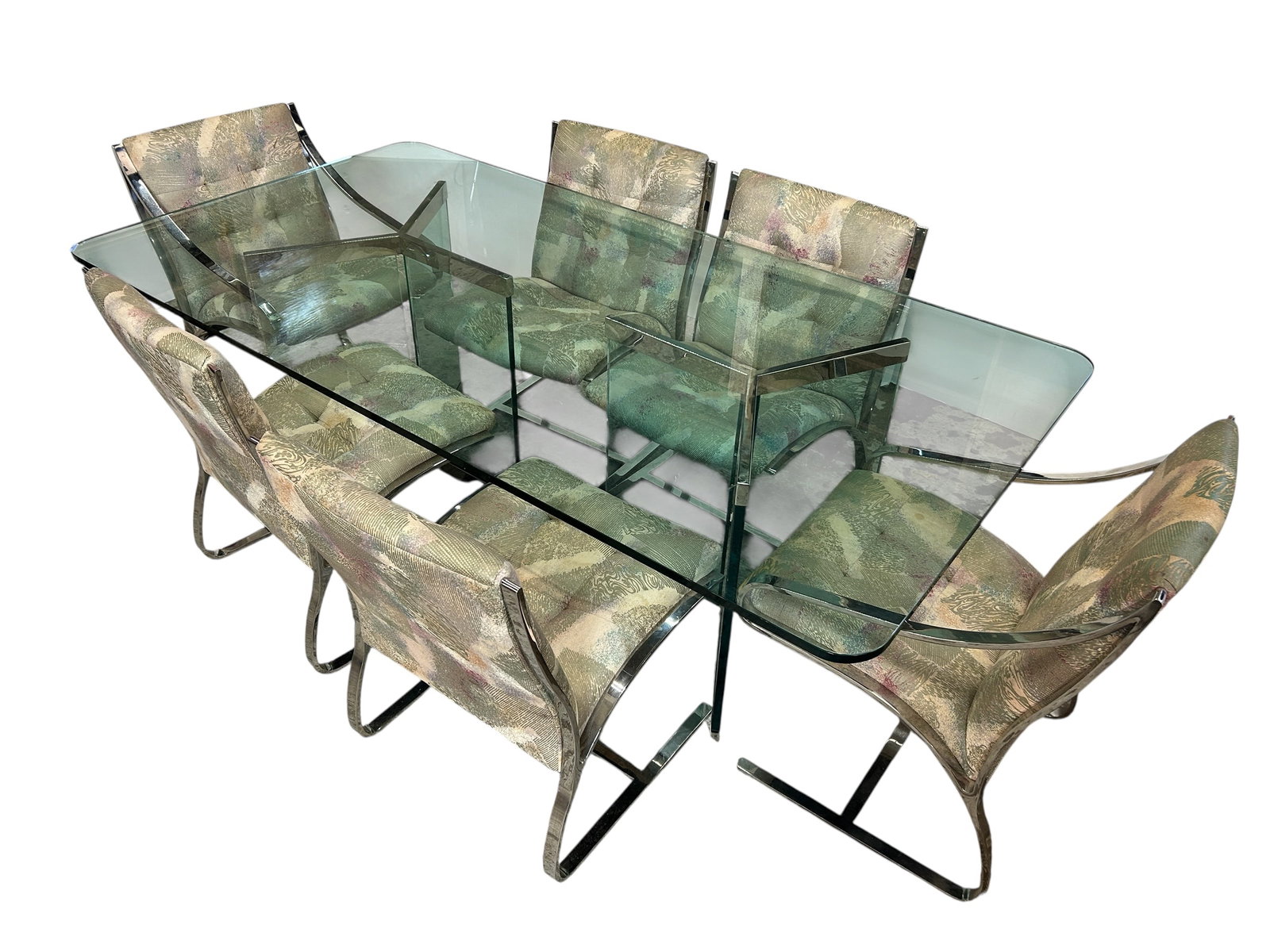 Mid-Century Modern Chrome & Glass Dining Set. (1 of 16)