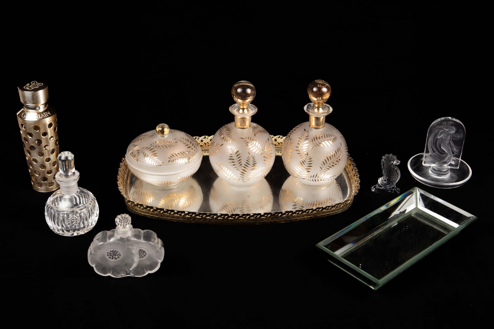 Lot of Mostly Vanity Glass Items, inc. Lalique. (1 of 12)