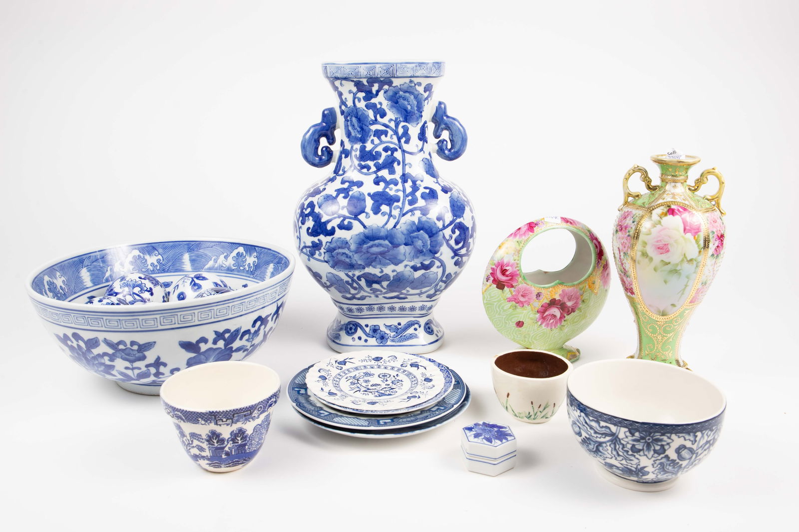 Lot: Nippon Vases, Blue & White China, etc. (1 of 6)