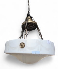 Steuben Calcite Acid Etched Glass Chandelier.