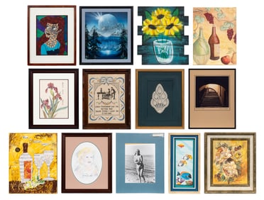 Thirteen Piece Miscellaneous Lot of Artwork & Photos.