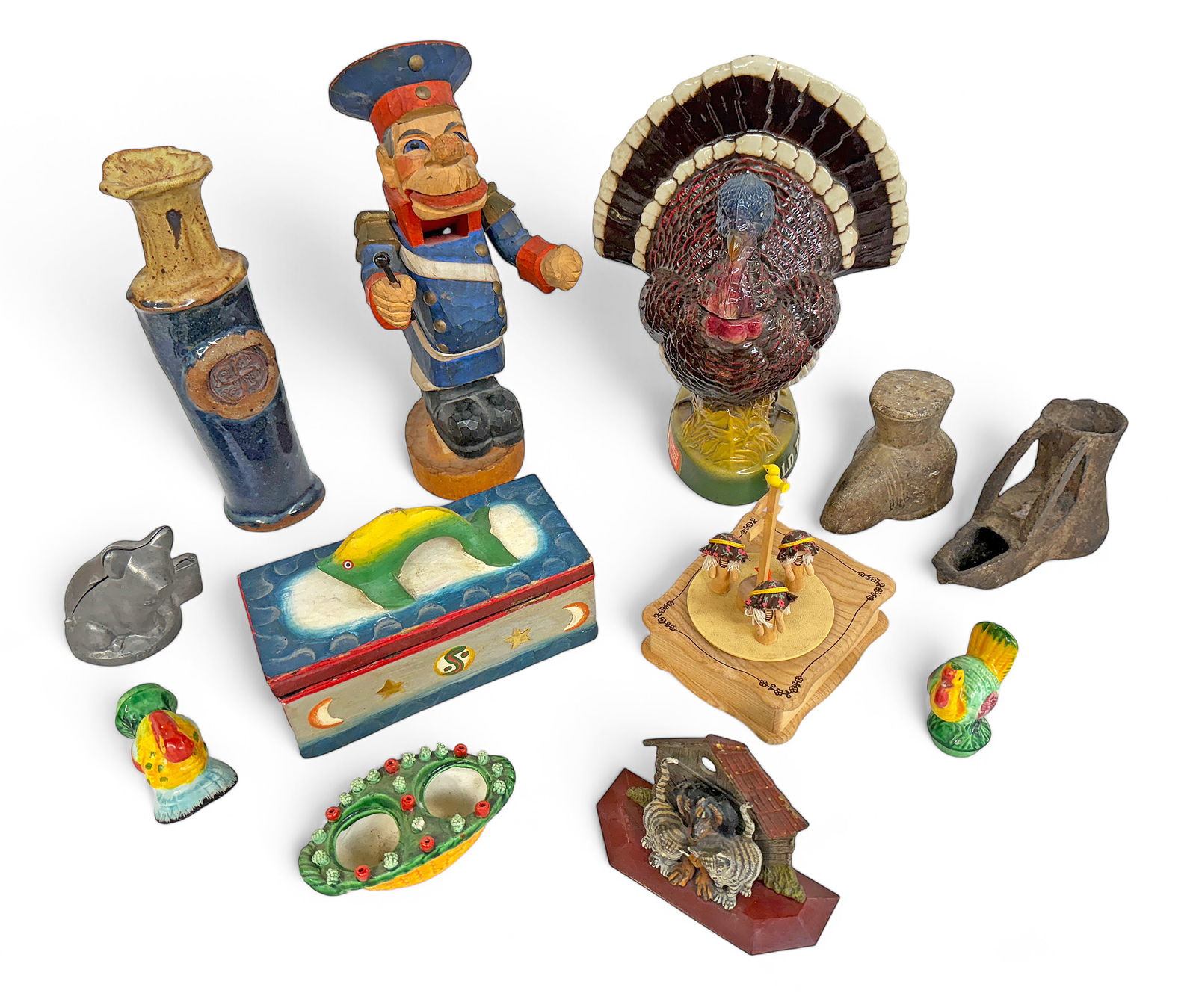 Lot: Assorted Items - Music Box, Carved Wood, Etc (1 of 11)