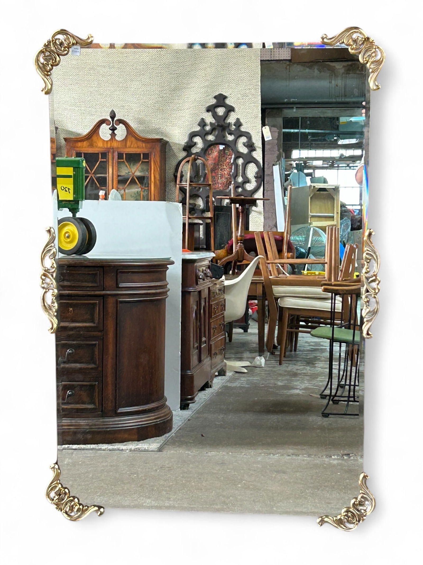 Large Bevelled Edge Mirror w/ Corner Decorations. (1 of 6)