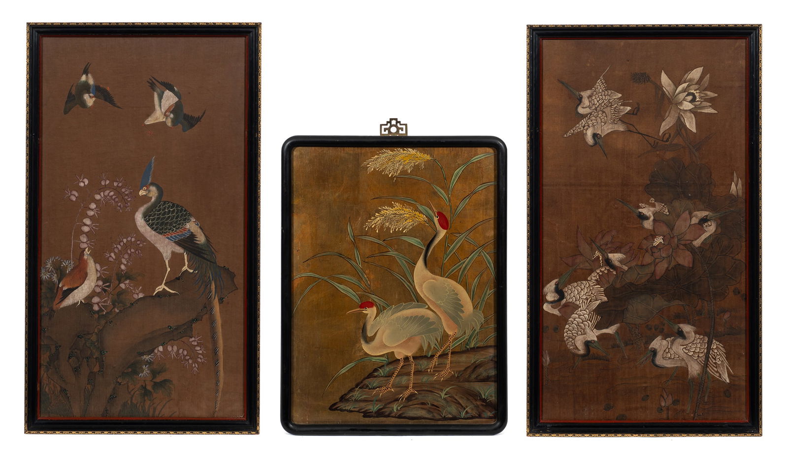 Lot of Three Asian Bird Paintings. (1 of 10)
