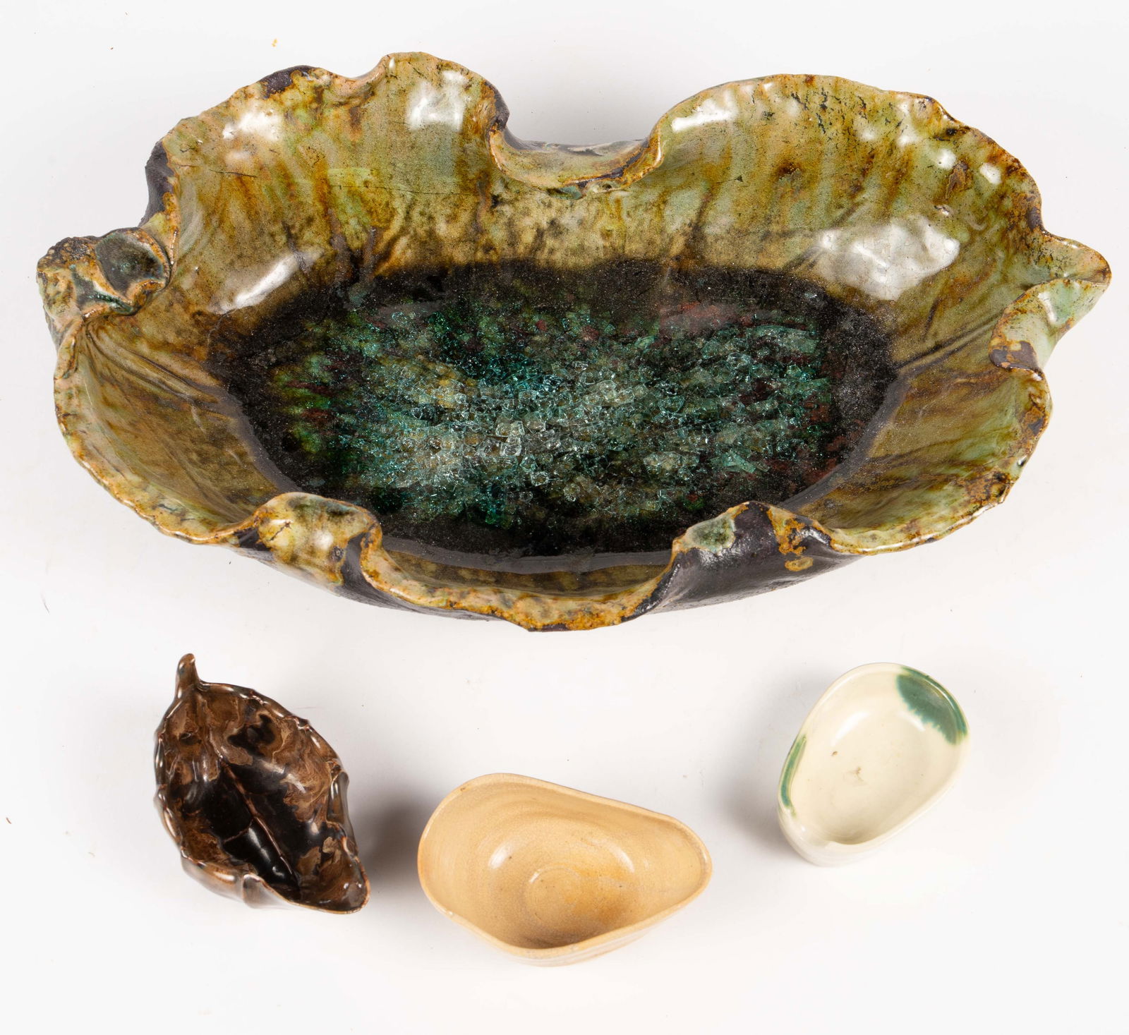 Lot of 4 Japanese Pottery Pieces - Ikebana, Hagi. (1 of 9)