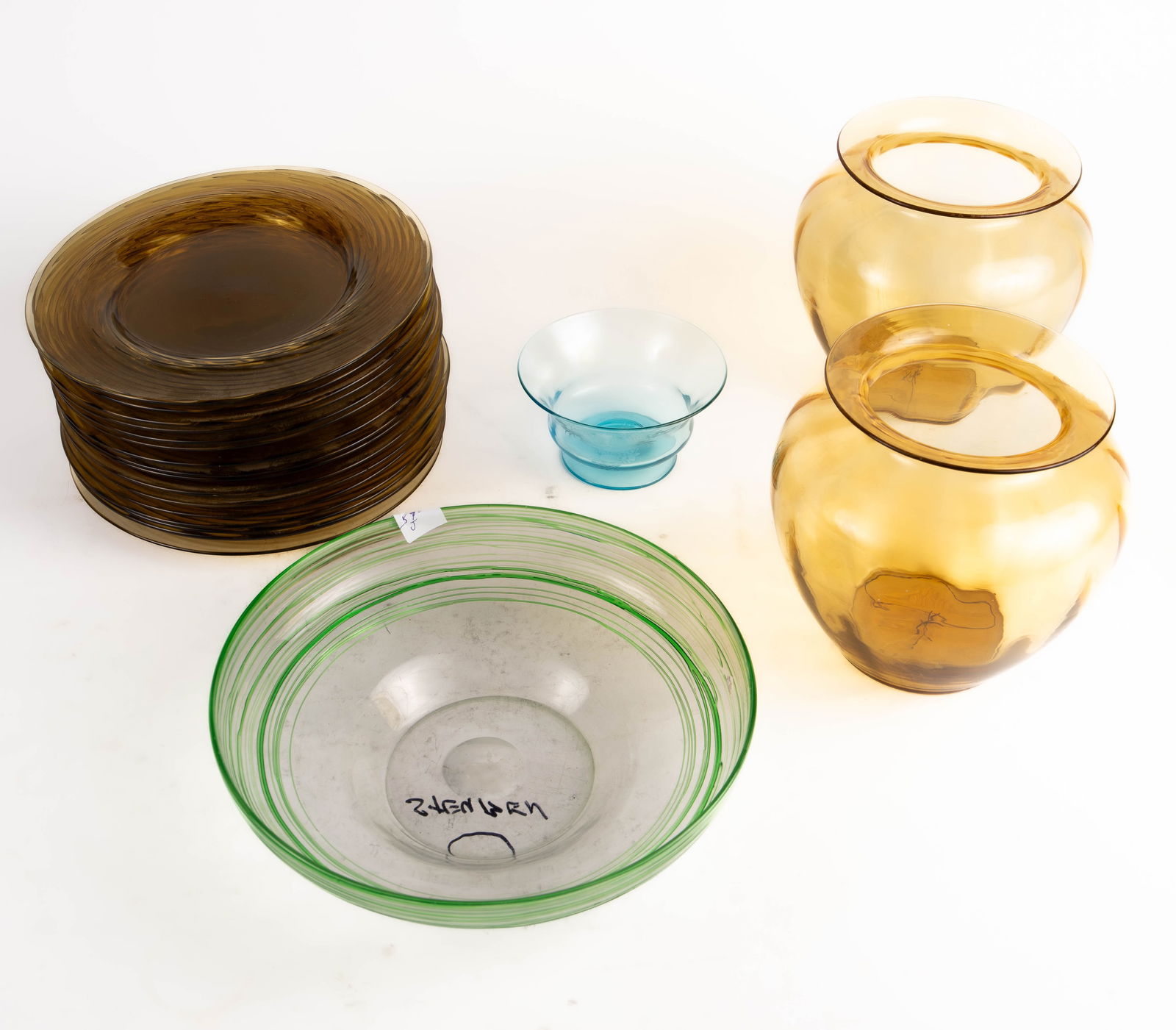 Lot of Steuben Glass - Carder Vases, Amber Swirl. (1 of 10)