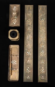 Tiffany Studios Bronze Abalone Desk Set.