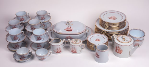 Spode "Trade Winds" Red Dinner Service - 76 Pcs.