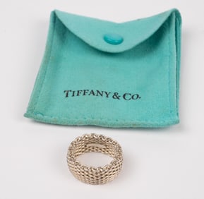Tiffany & Co. Sterling Silver Mesh Band Ring.