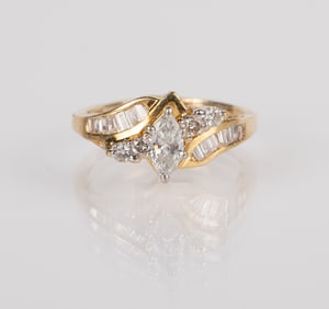 14K Yellow Gold & Diamond Ladies' Ring.
