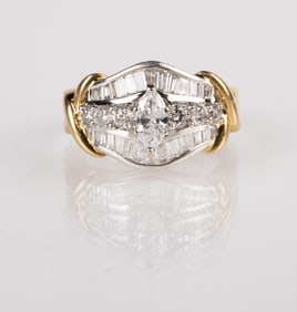 14K Mixed Gold & Diamond Cocktail Ring.