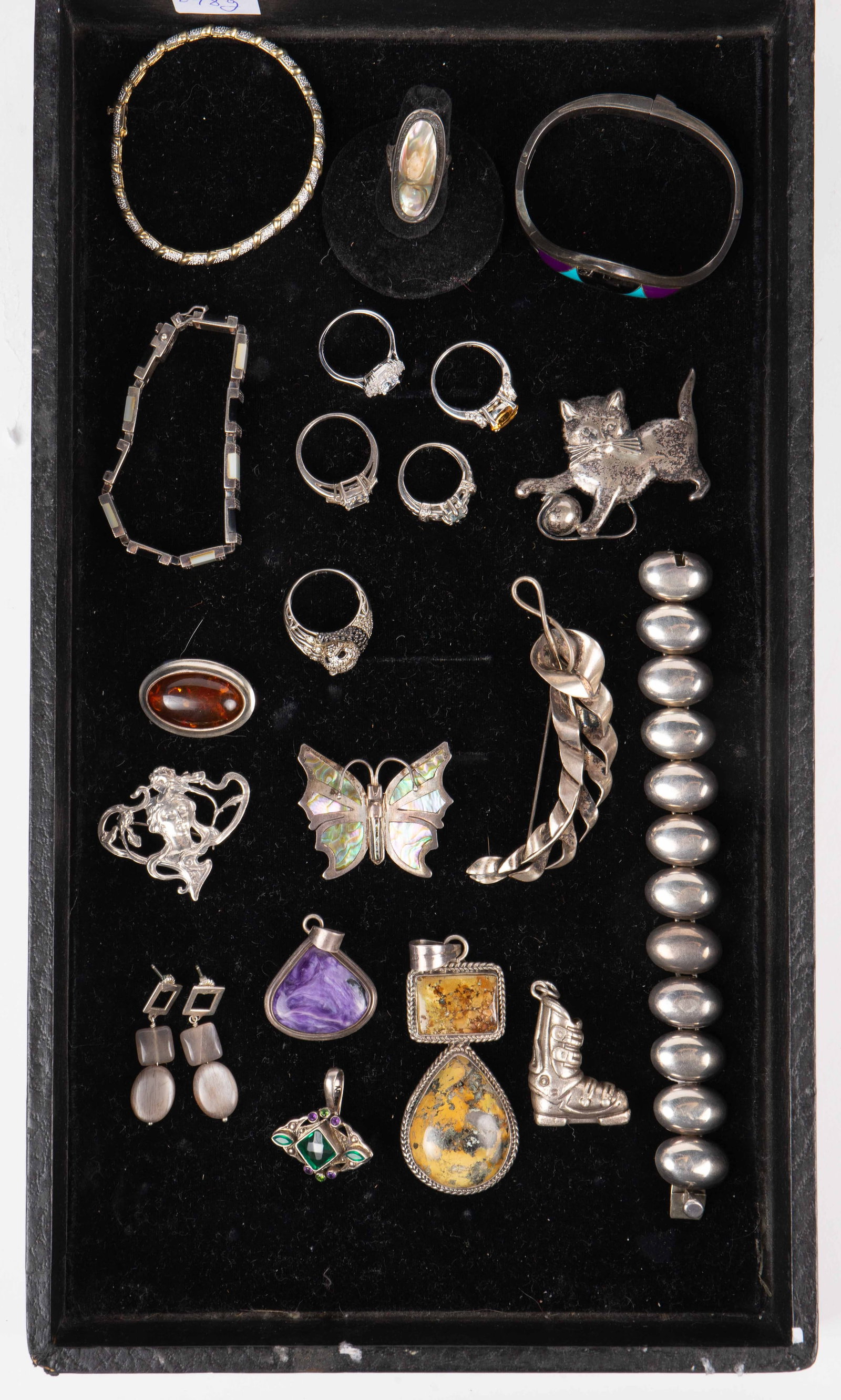 Lot: Sterling Silver Jewelry - Gemstones, Butler. (1 of 10)