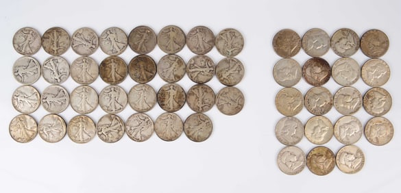 Lot of 50 Silver Half Dollars.