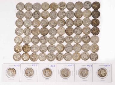 Lot of 76 Silver Quarters, some Better Dates.