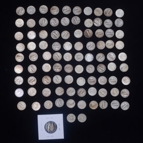 Lot of 93 Silver Dimes, Mercury & Roosevelt.