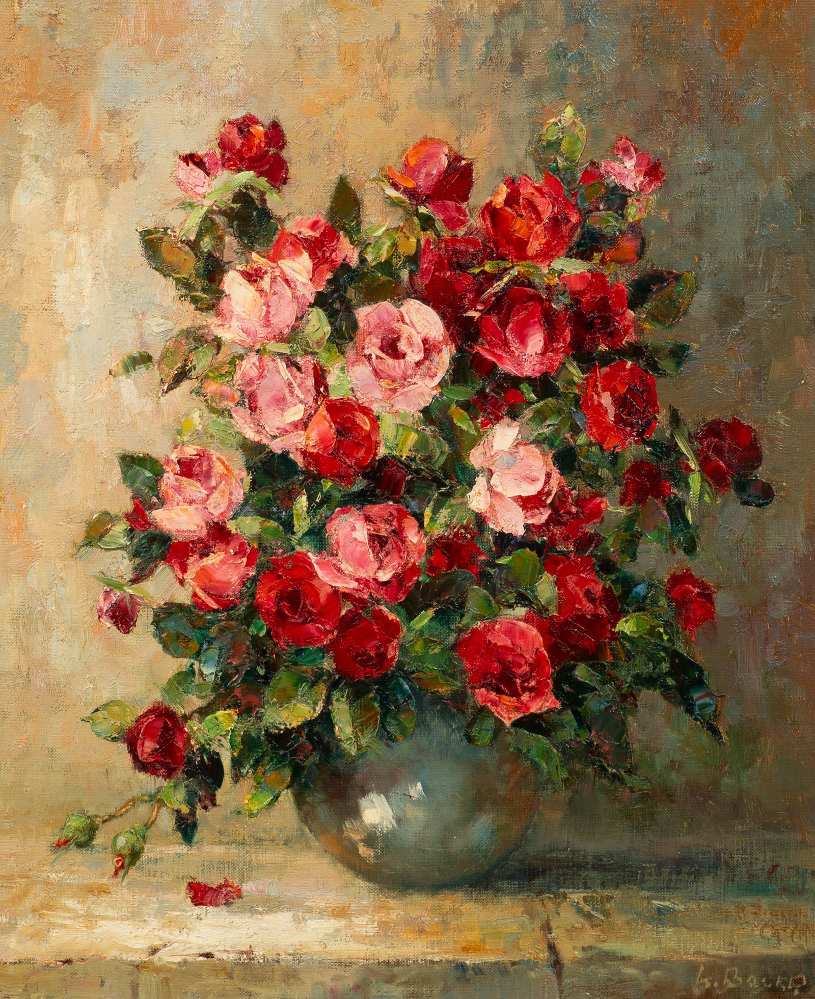 Roses in a Vase, Still Life Painting, Willi Bauer. (1 of 7)