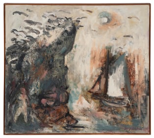 Near The Cliff, Maritime Painting by Max Kahn.