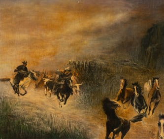 Western Oil Painting, Sgd. O. Fehring.