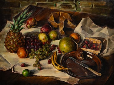 Large Impressionist Still Life of Fruit, Signed.