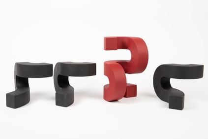 4 Mod Painted Curved Table Sculptures sgd. Byars.