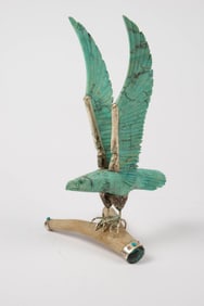 Signed Turquoise and Silver Eagle Sculpture.