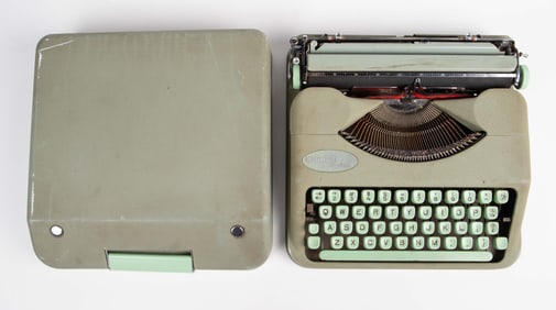 Hermes Rocket Vintage Typewriter w/ Travel Cover.