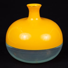 Yellow and Clear Glass Vase, poss. Luciano Vistosi