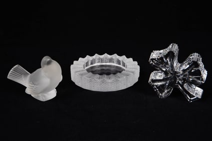 Lot: 3 Pcs. Crystal - Lalique & Waterford.