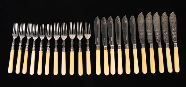 22 Pc. Engraved Fish Cutlery.
