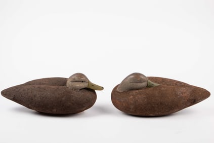 2 Working Glass Eye Duck Decoys, Signed R. Gray.