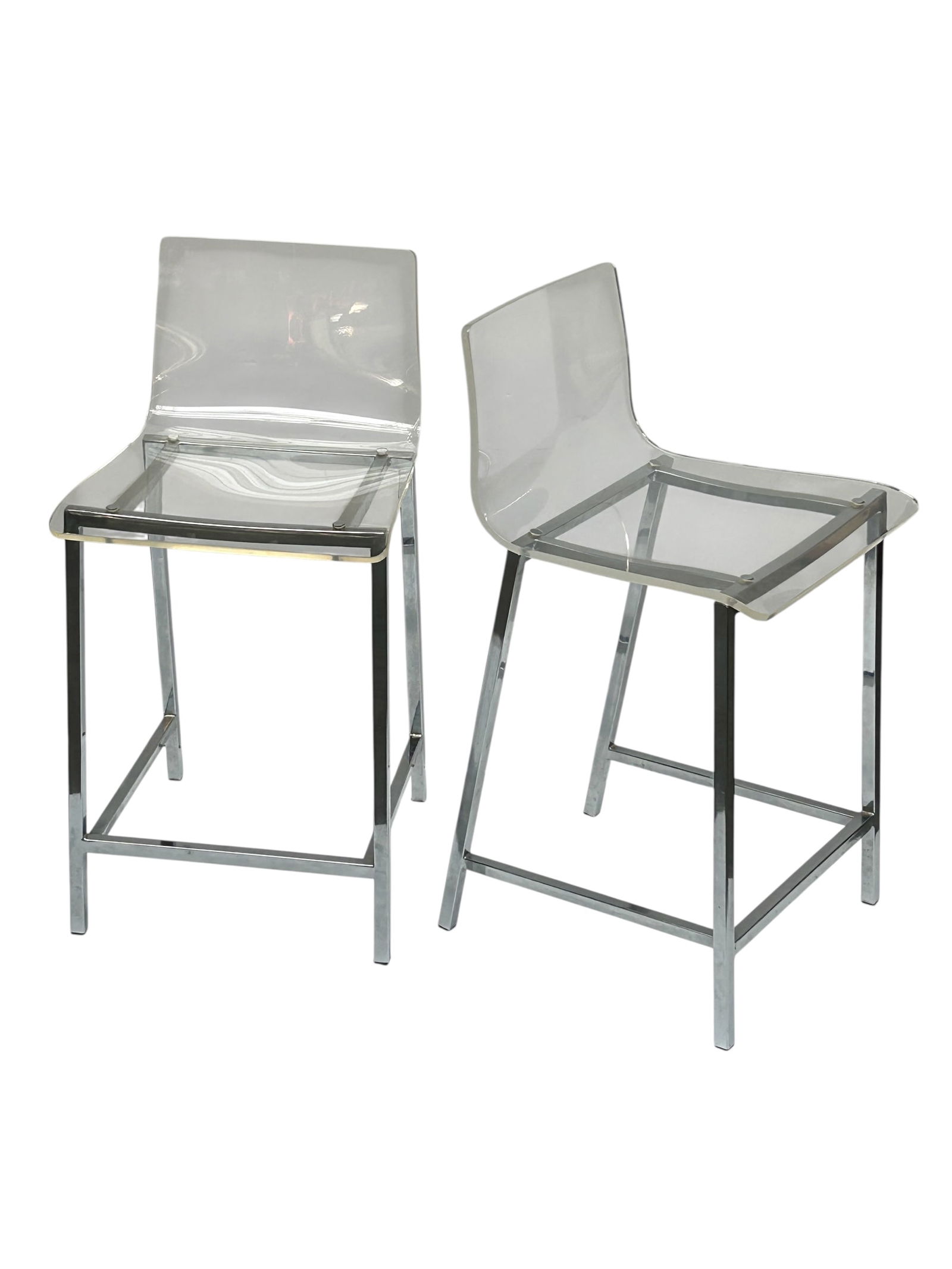 Pair of Lucite & Chrome Counter Stools. (1 of 7)