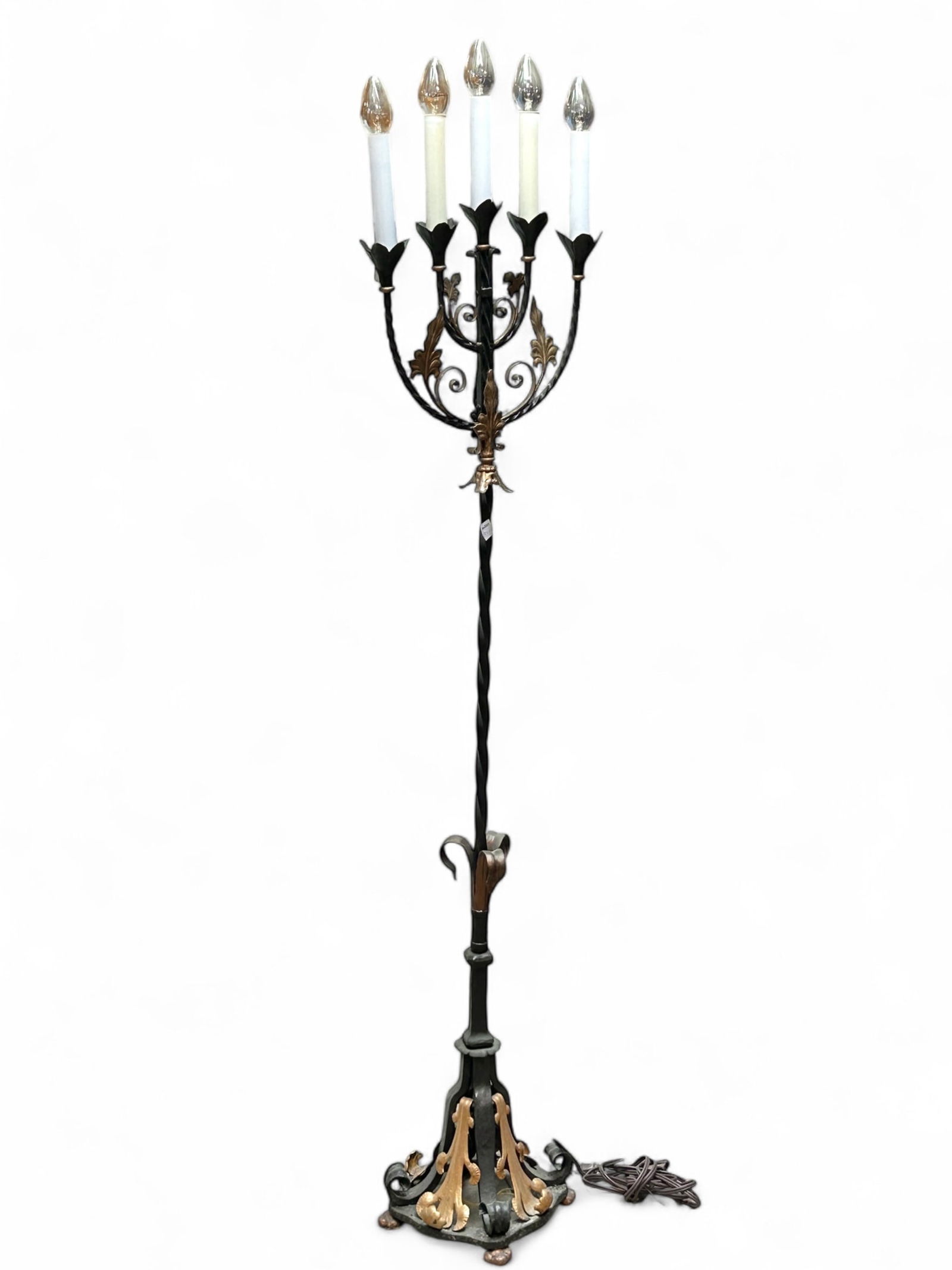 Wrought Iron Electrified Floor Candelabra. (1 of 5)