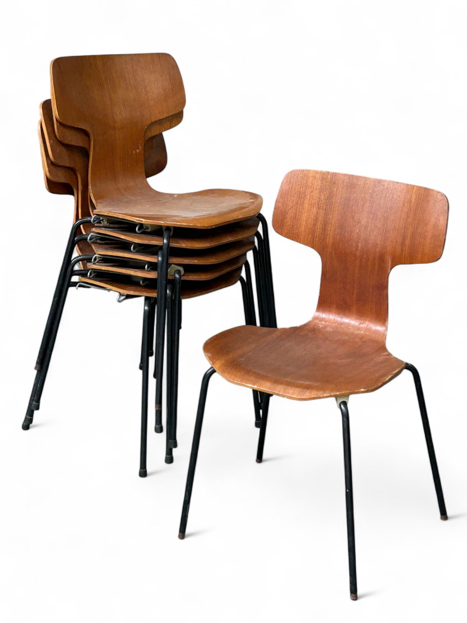 Mid Century Jacobsen Fritz Hansen Plywood Chairs. (1 of 10)