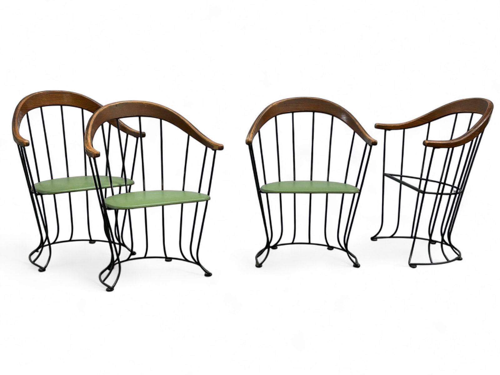 4 Richard McCarthy Style Iron & Wood Dining Chairs (1 of 11)