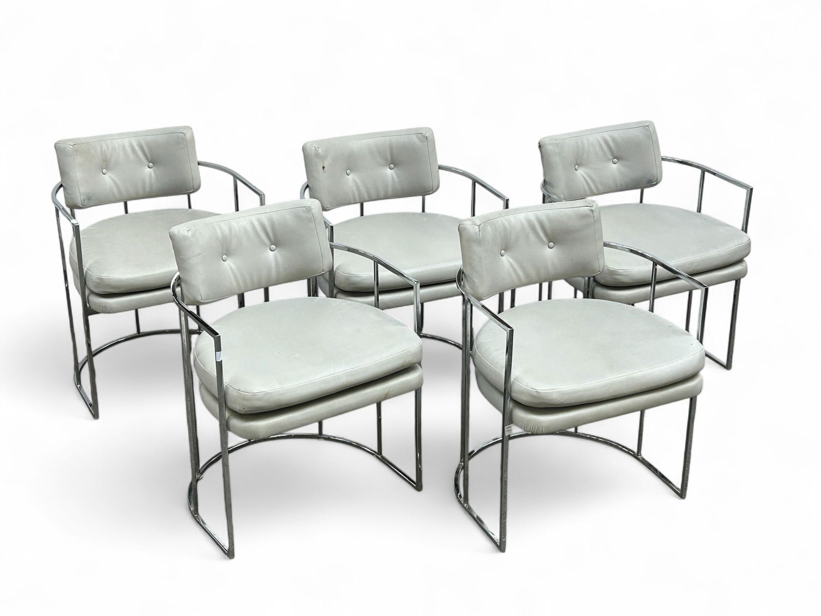 5 Chrome & Vinyl Lounge Chairs, Milo Baughman. (1 of 10)