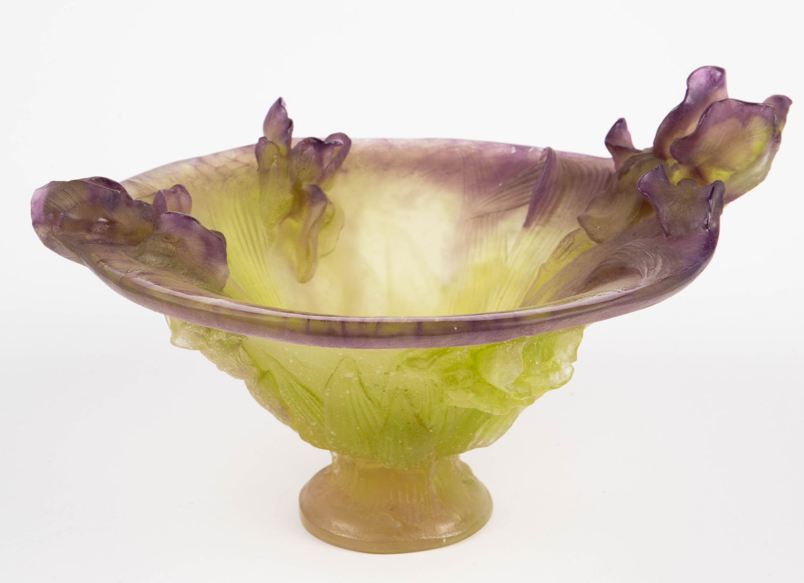 Daum Pate de Verre Iris Footed Bowl. (1 of 8)