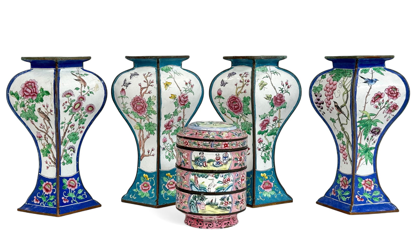 Lot of 5 Old Chinese Metal Enamelled Pcs. (1 of 11)