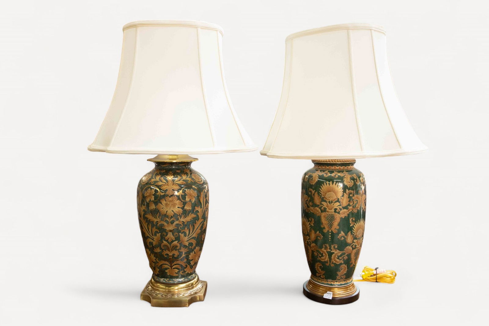 2 Frederick Cooper Green & Gold Ceramic Lamps (1 of 5)