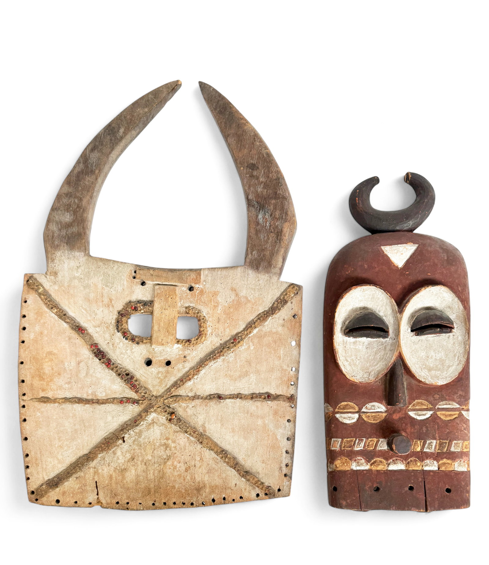 Carved Wood Tribal Masks - Bembe & Ioniake. (1 of 2)