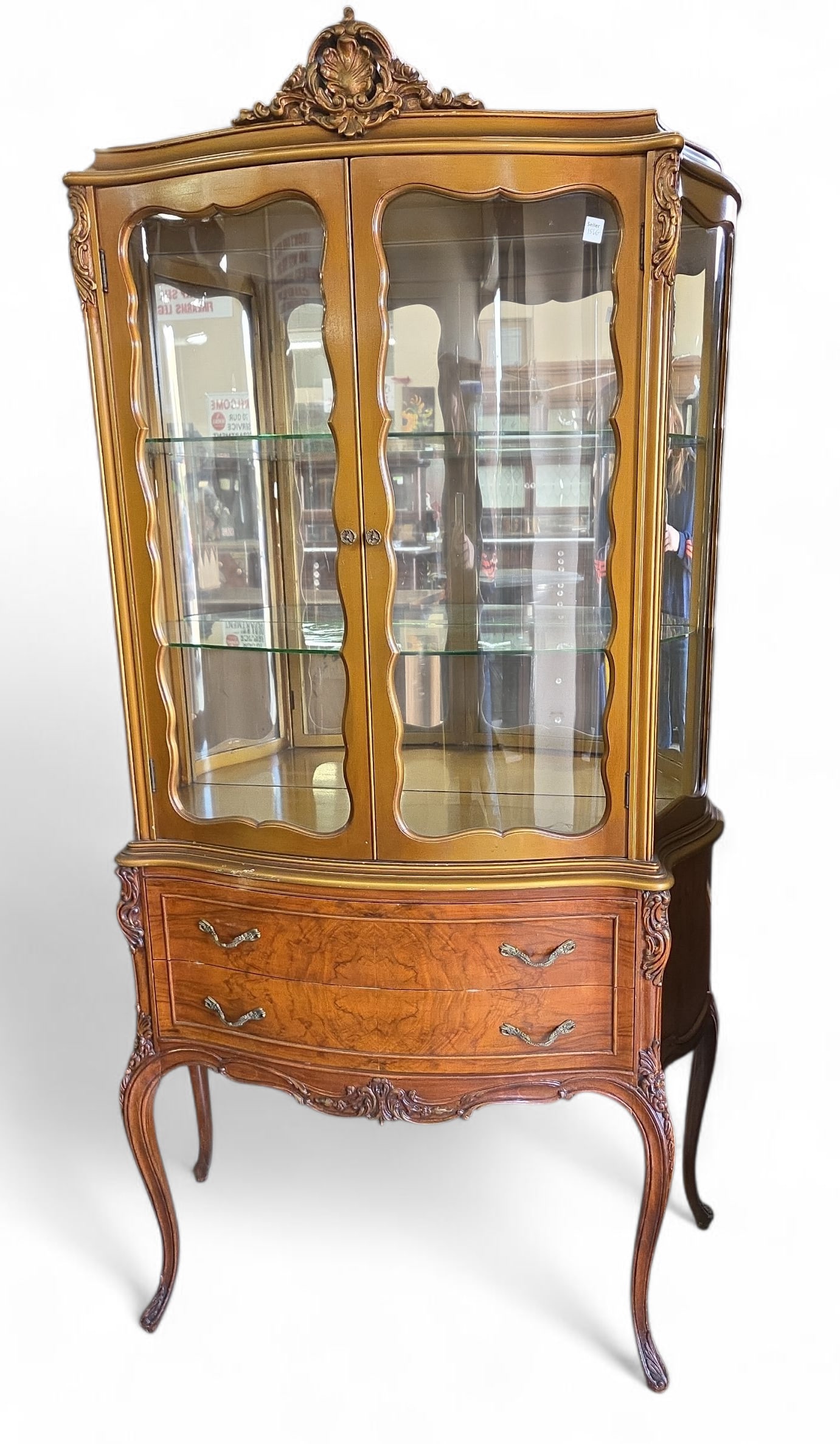 French Carved Curio Display Cabinet. (1 of 4)