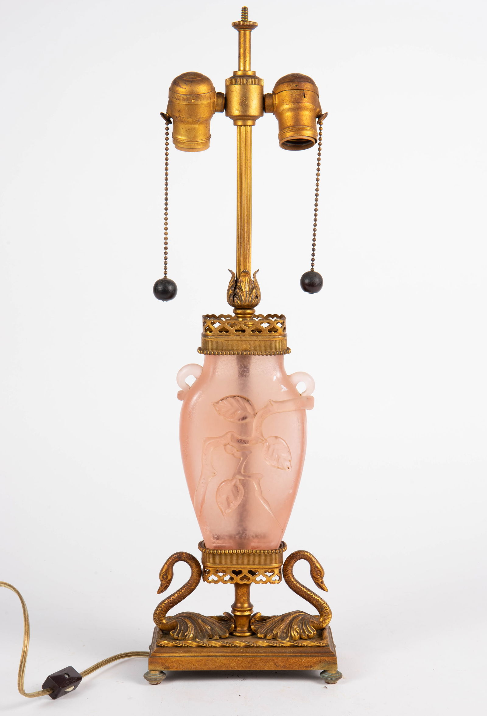 Steuben Rose Quartz Acid Cutback Art Glass Lamp. (1 of 7)