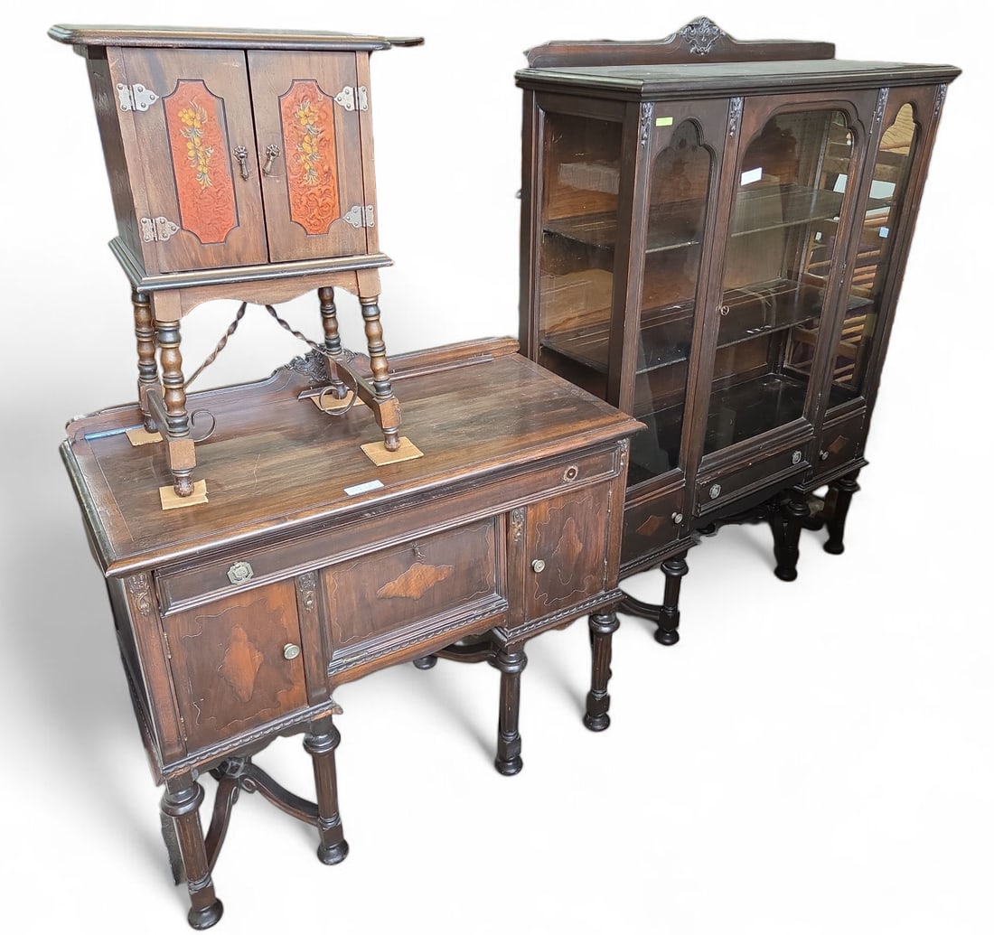 Mahogany China Cabinet, Buffet, and Humidor. (1 of 7)