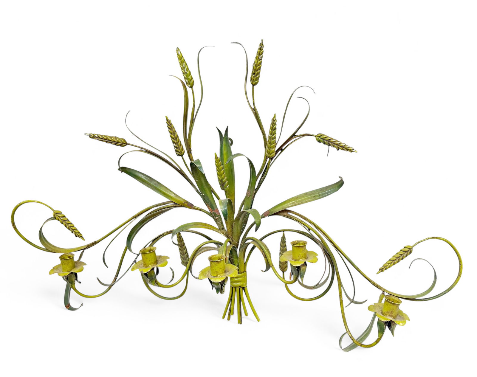 Italian Toleware Wheat Sheaf 5 Arm Candle Sconce. (1 of 2)