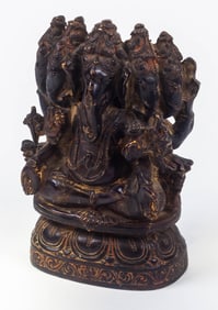 Panchamukhi Ganesha Hindu Bronze Statue.