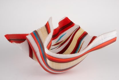 Carole Perry Tapestry Style Glass Bowl.
