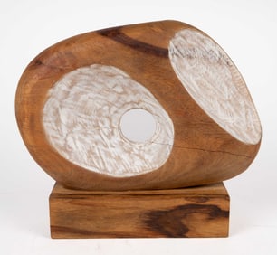 Abstract Wood Sculpture Signed Barbara Hepworth.