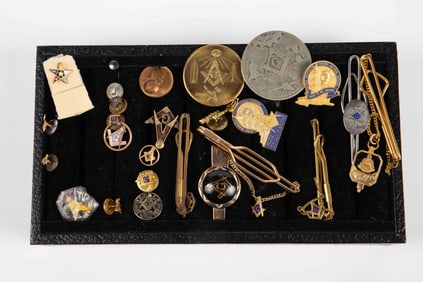 Lot of Masonic & Eastern Star Pins inc. 10K & More