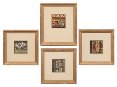 Lot of Four Mixed-Media Paintings, Sgd. Douglas.